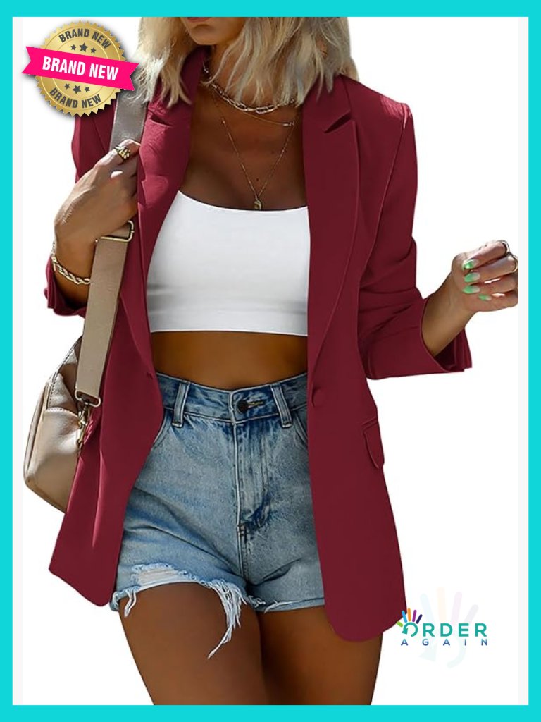 Casual Blazer Business Work Office Open Front Suit Jacket Long Sleeve Oversized